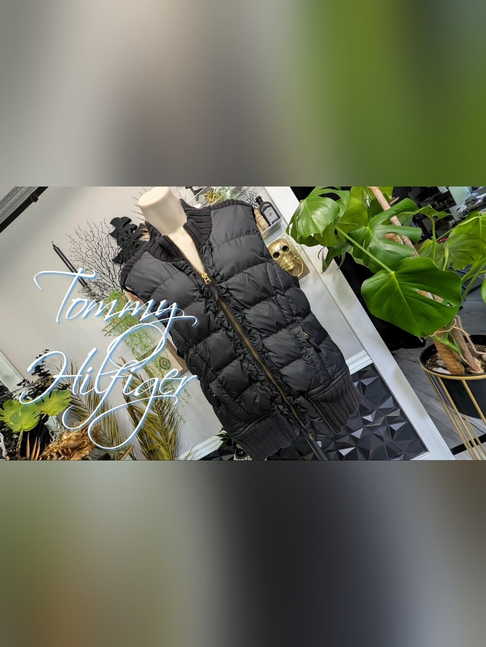 Tommy Hilfiger Black Puffer Sweater Vest LG